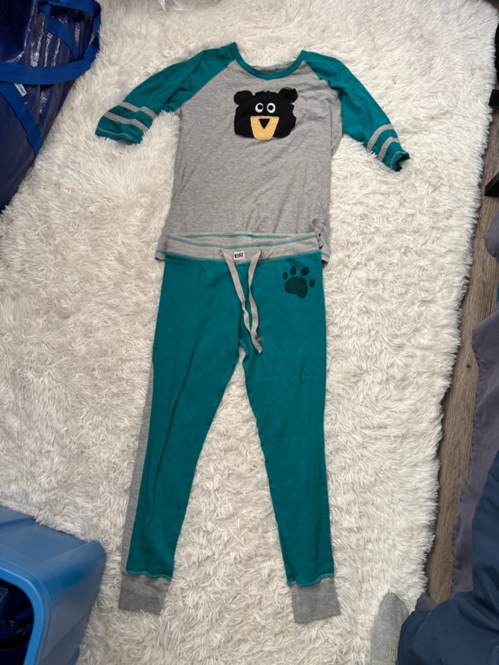 Teal and Gray Bear Pajama Set
